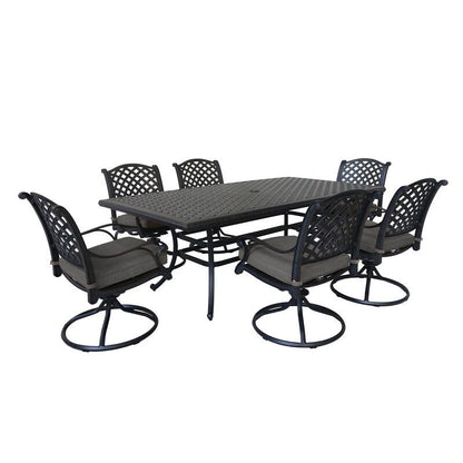 South Ponto 7-piece Aluminum Dining Set with Cushioned Swivel Chairs by Havenside Home