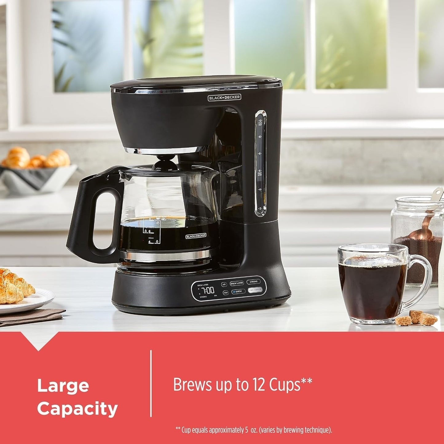 Split Brew 12-Cup Coffee Maker, Iced/Hot Coffee, Programmable, Quick Touch, 4-Hour Keep Warm