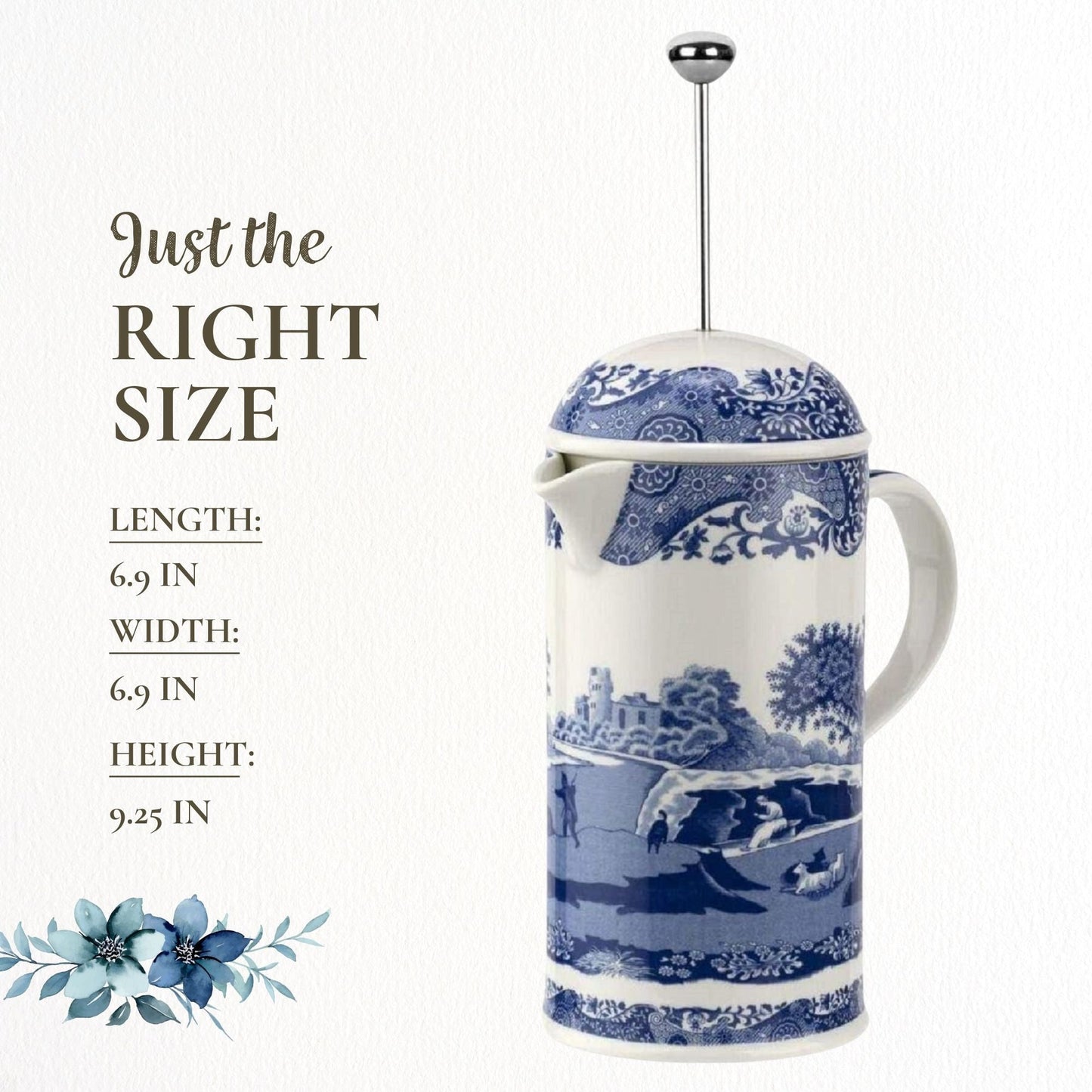 Spode Blue Italian Cafetiere French Press - 28 Ounce