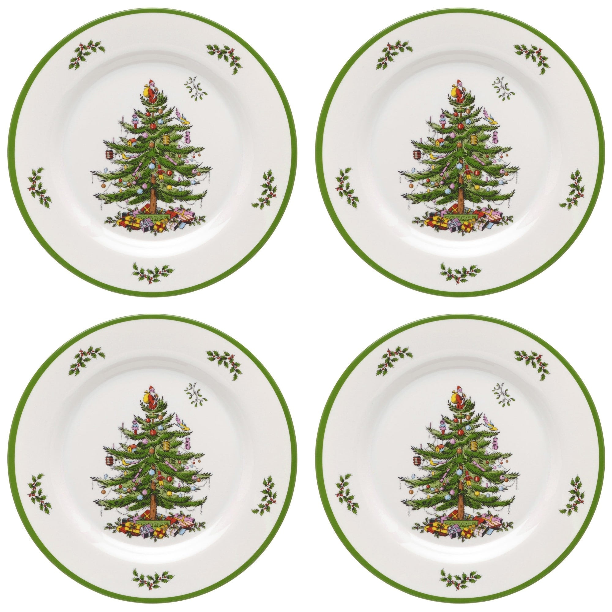 Spode Set of 4 Christmas Tree Melamine Dinner Plates - 11 D