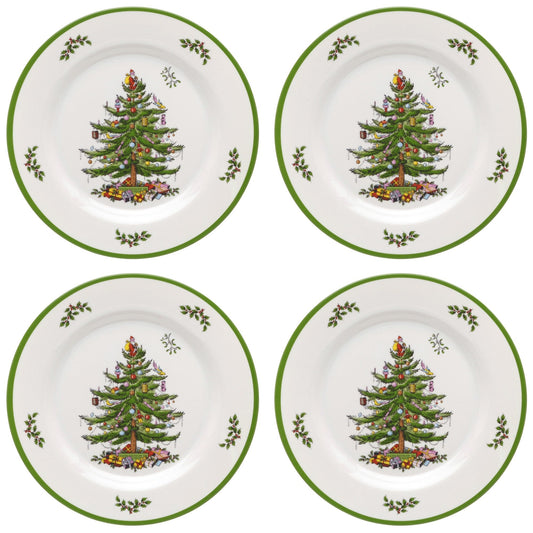 Spode Set of 4 Christmas Tree Melamine Dinner Plates - 11 D