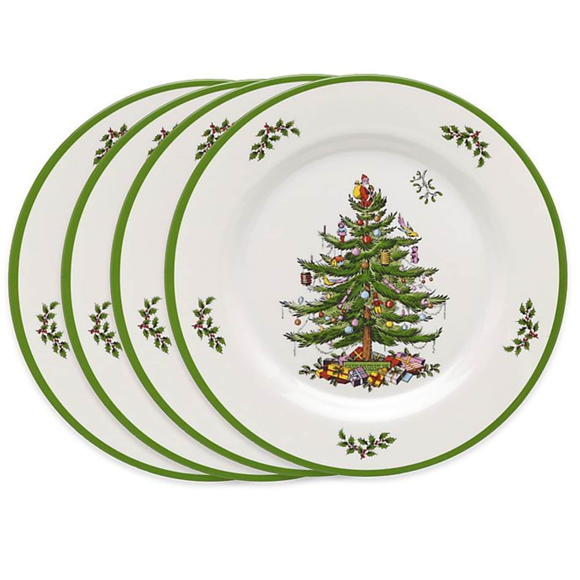Spode Set of 4 Christmas Tree Melamine Dinner Plates - 11 D