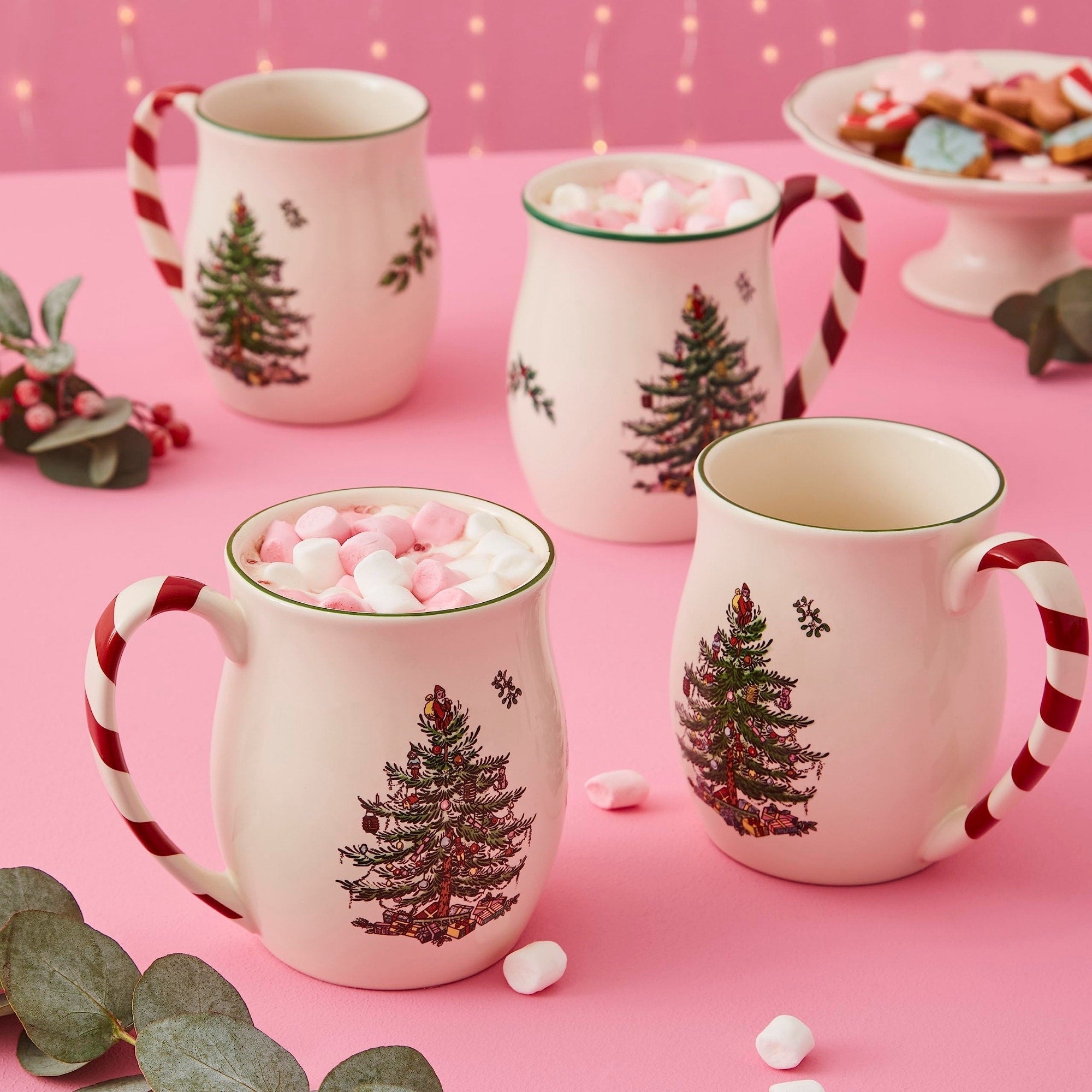 Spode Set of 4 Christmas Tree Peppermint Mugs
