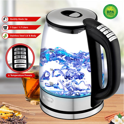 Stainless Steel 7.2 Cup Electric Kettle with 6 Presets