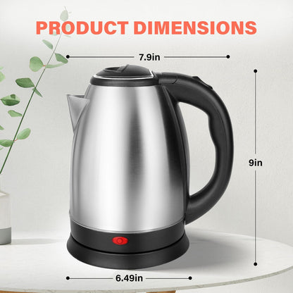 Stainless Steel Electric Tea Kettle, 1.7L Automatic Shut Off, 1000W, Silver (Black)