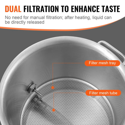 Stainless Steel Kettle, Brewing Pot, Tri Ply Bottom for Beer, Brew Kettle Pot, Home Brewing Supplies Includes Lid, Handle