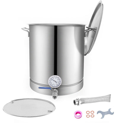 Stainless Steel Kettle, Brewing Pot, Tri Ply Bottom for Beer, Brew Kettle Pot, Home Brewing Supplies Includes Lid, Handle