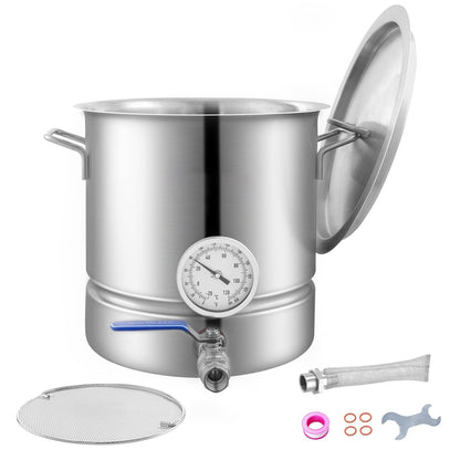 Stainless Steel Kettle, Brewing Pot, Tri Ply Bottom for Beer, Brew Kettle Pot, Home Brewing Supplies Includes Lid, Handle