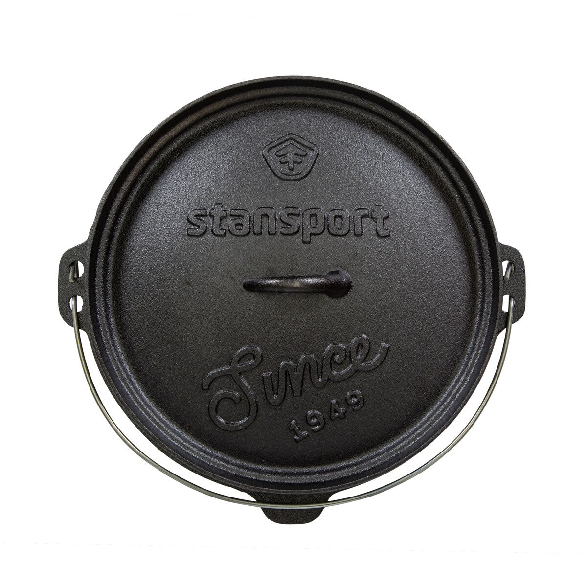 Stansport 8 QT Pre-Seasoned Cast Iron Dutch Oven Flat Bottom - 12 L x 12 W x 5 H