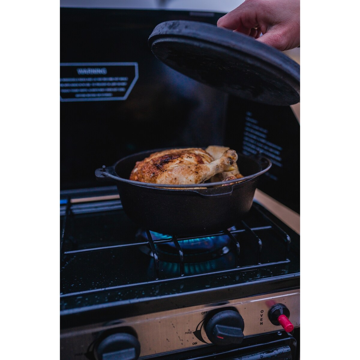Stansport 8 QT Pre-Seasoned Cast Iron Dutch Oven Flat Bottom - 12 L x 12 W x 5 H