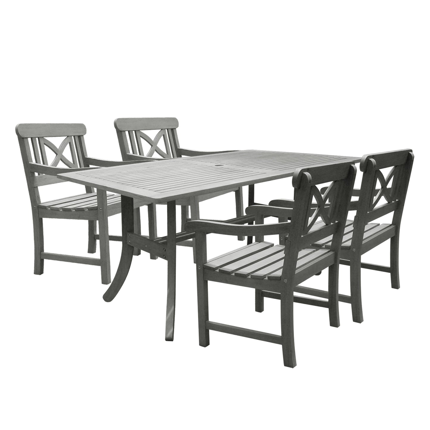 Stefanos 5-Piece Grey-washed Farmhouse Wood Patio Dining Set