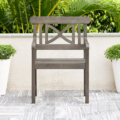 Stefanos 5-Piece Grey-washed Farmhouse Wood Patio Dining Set