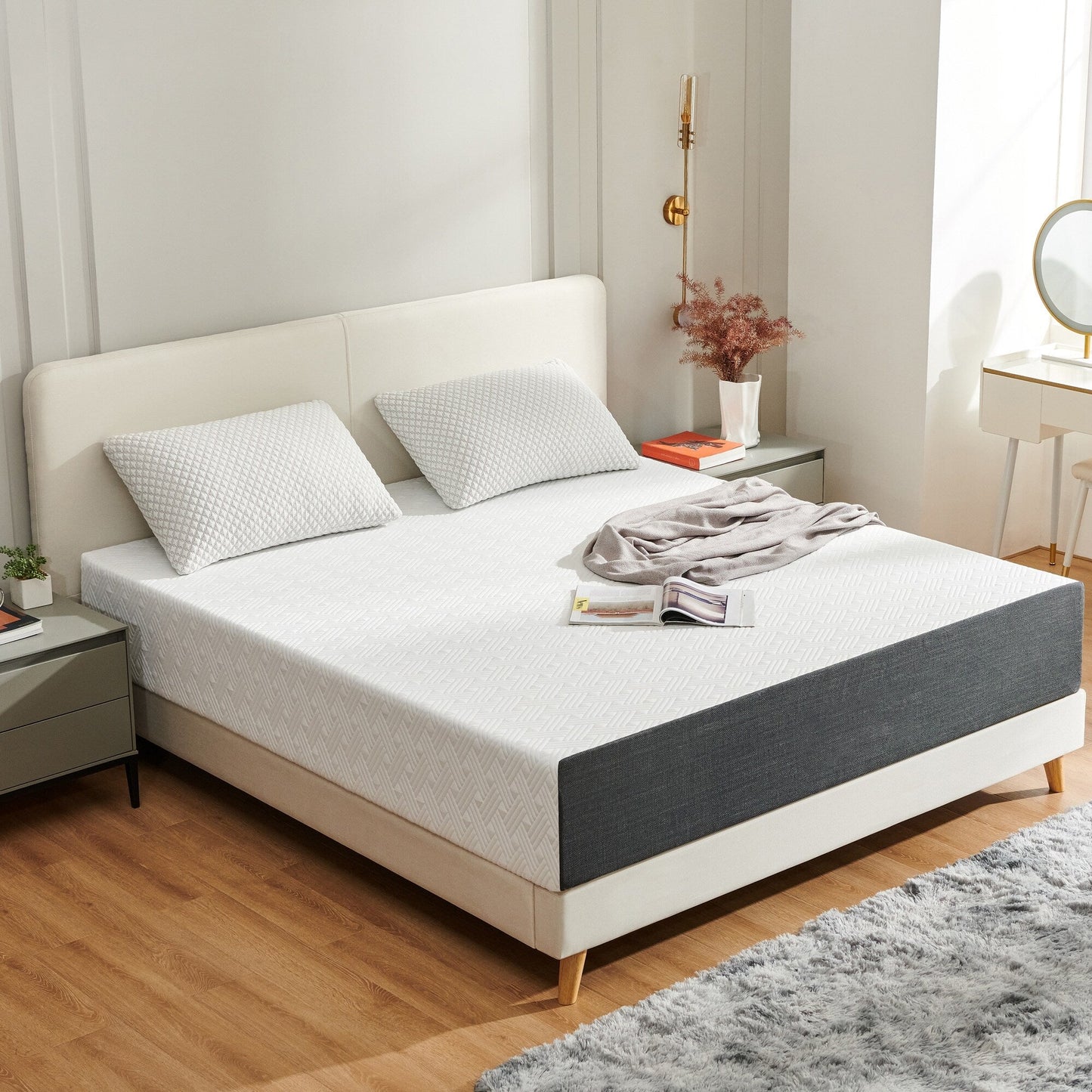 Stiku 10 Size Medium Plush Mattress Gel Memory Foam Bed-in-a-Box,Low Motion Transper