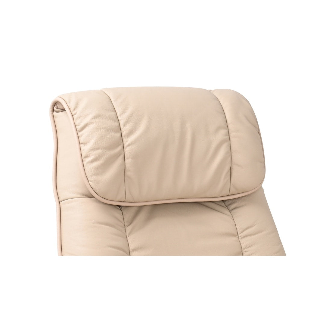 Leather Swivel Recliner with Matching Storage Ottoman