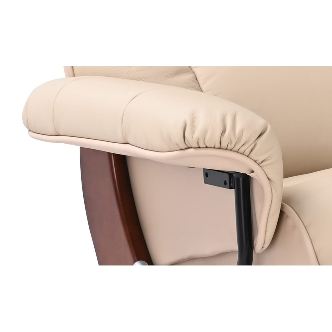 Leather Swivel Recliner with Matching Storage Ottoman
