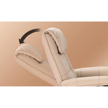 Leather Swivel Recliner with Matching Storage Ottoman
