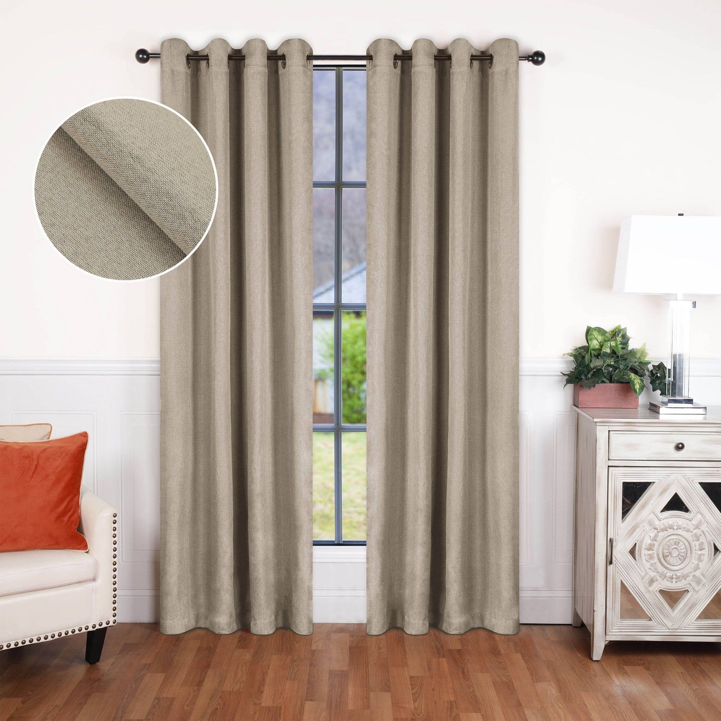 Superior Linen Washable Room Darkening Curtains, Set of 2 Panels