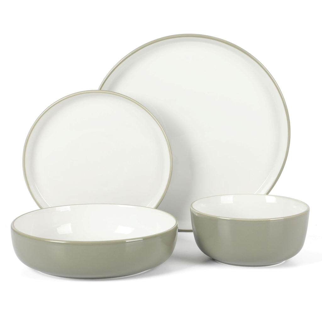 Sur La Table Kitchen Essentials 16-Piece Two-Tone Porcelain Dinnerware Set