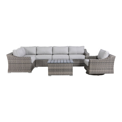 Swivel Rocker Grey 7 Piece Sectional Seating Group With Cushion