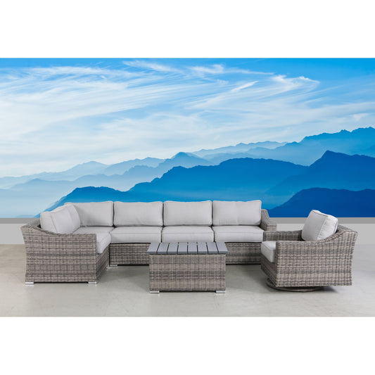 Swivel Rocker Grey 7 Piece Sectional Seating Group With Cushion