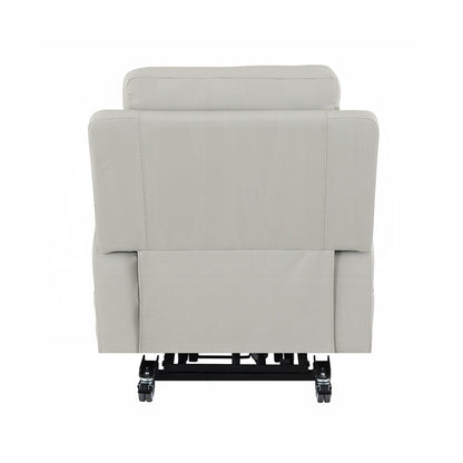 Synthetic Leather Upholstered Power Recliner with Heating and Massage in Light Gray