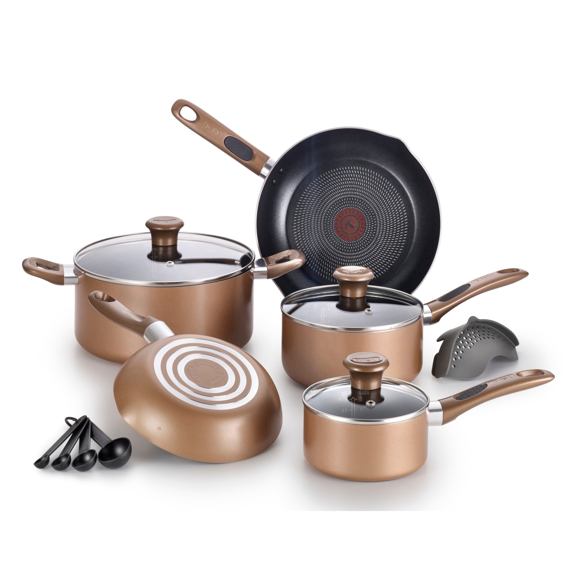 T-fal B036SE64 Excite 14-Piece Non-stick Cookware Set, Bronze