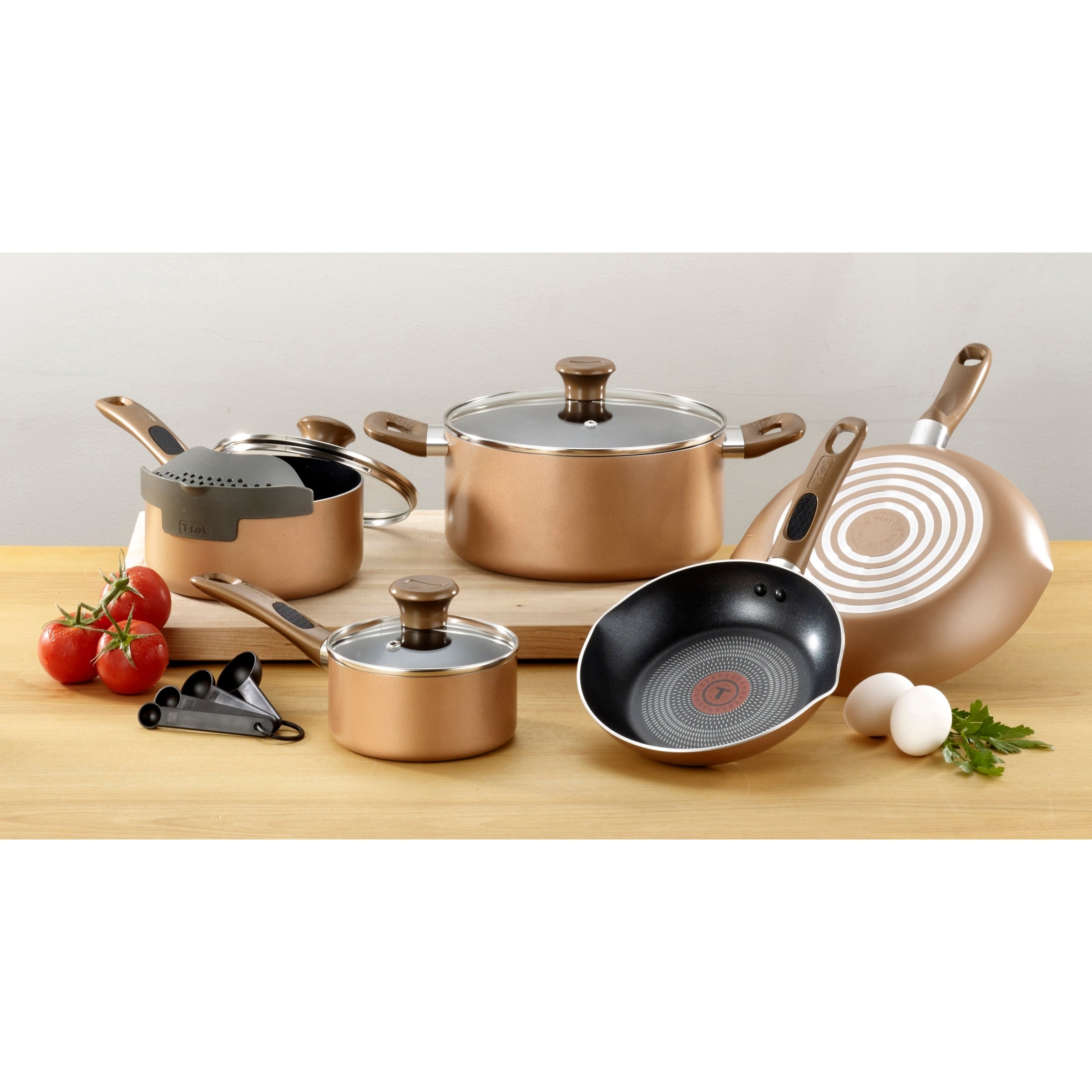 T-fal B036SE64 Excite 14-Piece Non-stick Cookware Set, Bronze