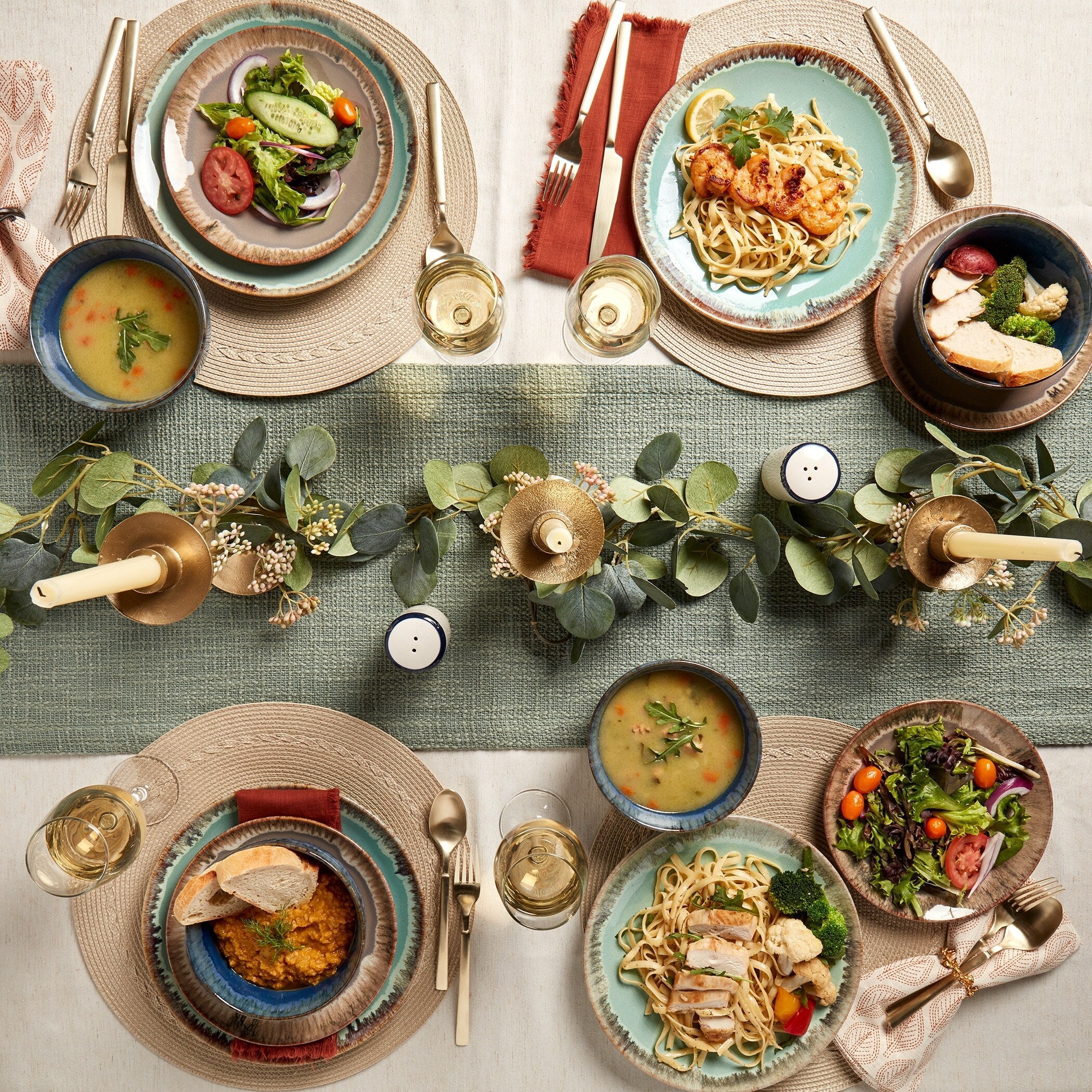 Tabletops Gallery Tuscon Multi-color Stoneware 12-piece Dinnerware Set