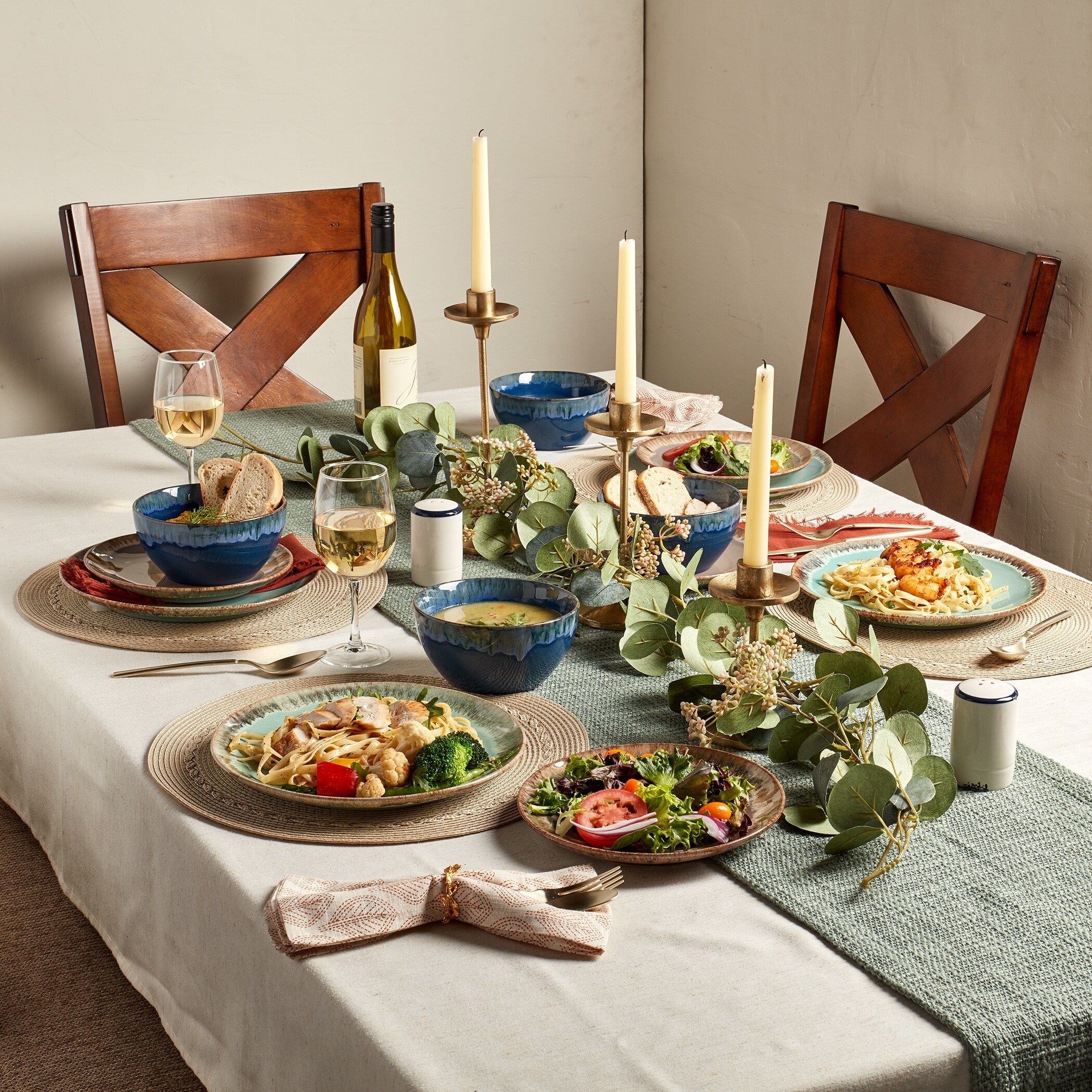 Tabletops Gallery Tuscon Multi-color Stoneware 12-piece Dinnerware Set