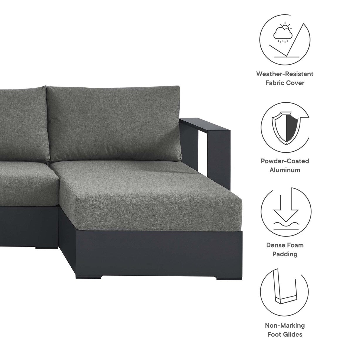 Tahoe Patio Aluminum 4-Piece Sectional Sofa Set