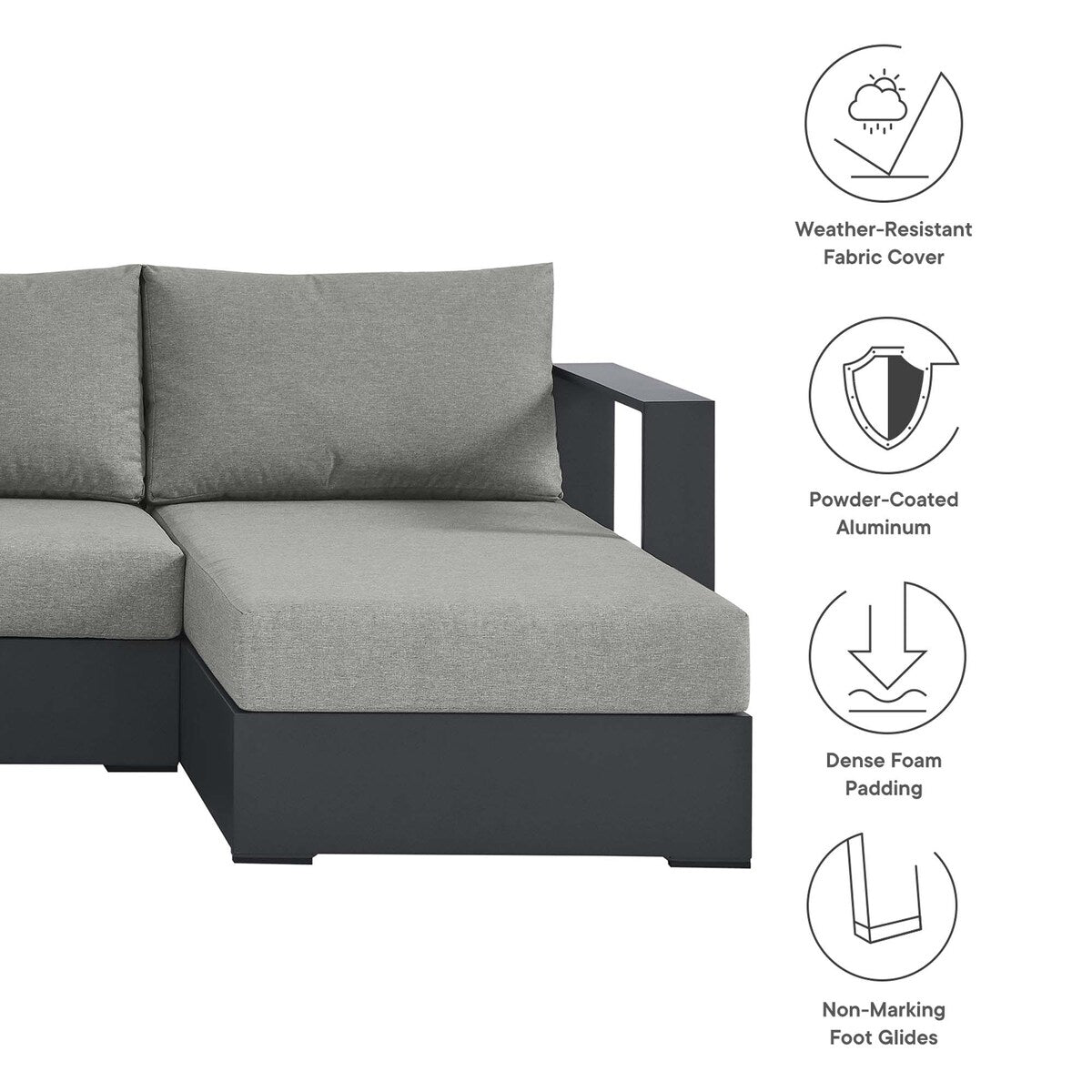 Tahoe Patio Aluminum 4-Piece Sectional Sofa Set