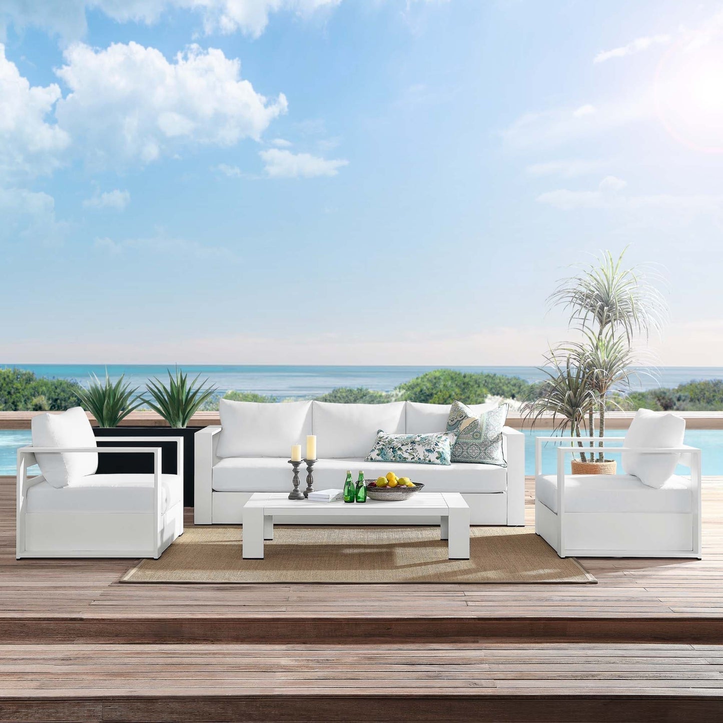 Tahoe Outdoor Aluminum 4-piece Conversation Set with Coffee Table