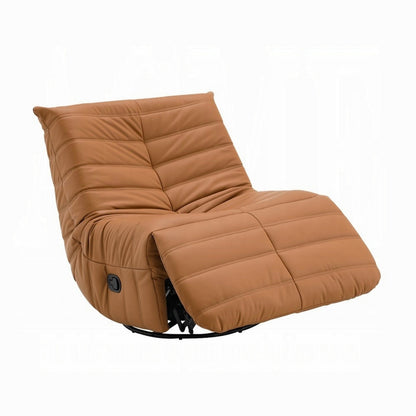 Taon Swivel Glider Manual Recliner Chair, Tufted Orange Chenille