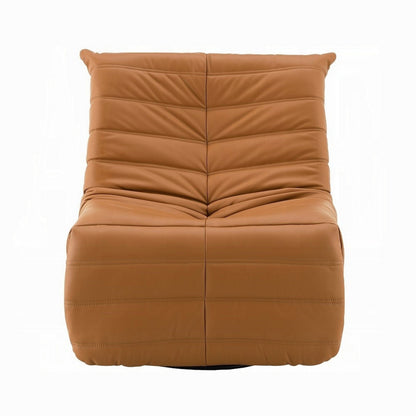 Taon Swivel Glider Manual Recliner Chair, Tufted Orange Chenille