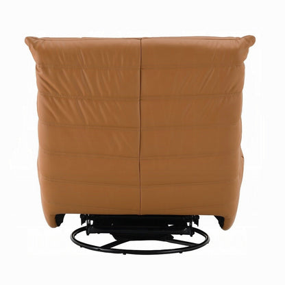 Taon Swivel Glider Manual Recliner Chair, Tufted Orange Chenille