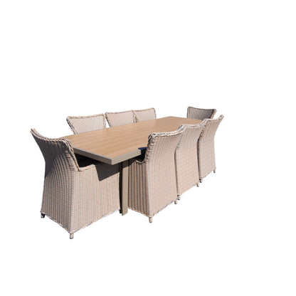 Teva Furniture Hawaii PE Wicker 3 Tone Grey/Off White/Beige Dining Set with Cushion