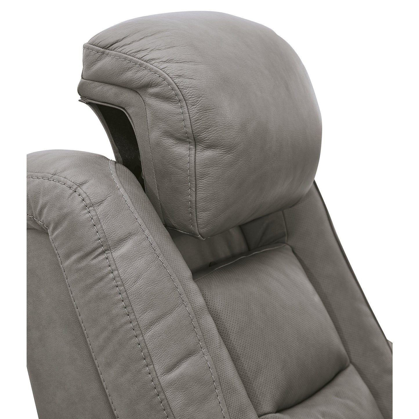 The Man-Den Contemporary Power Recliner with Adjustable Headrest, Dove Gray