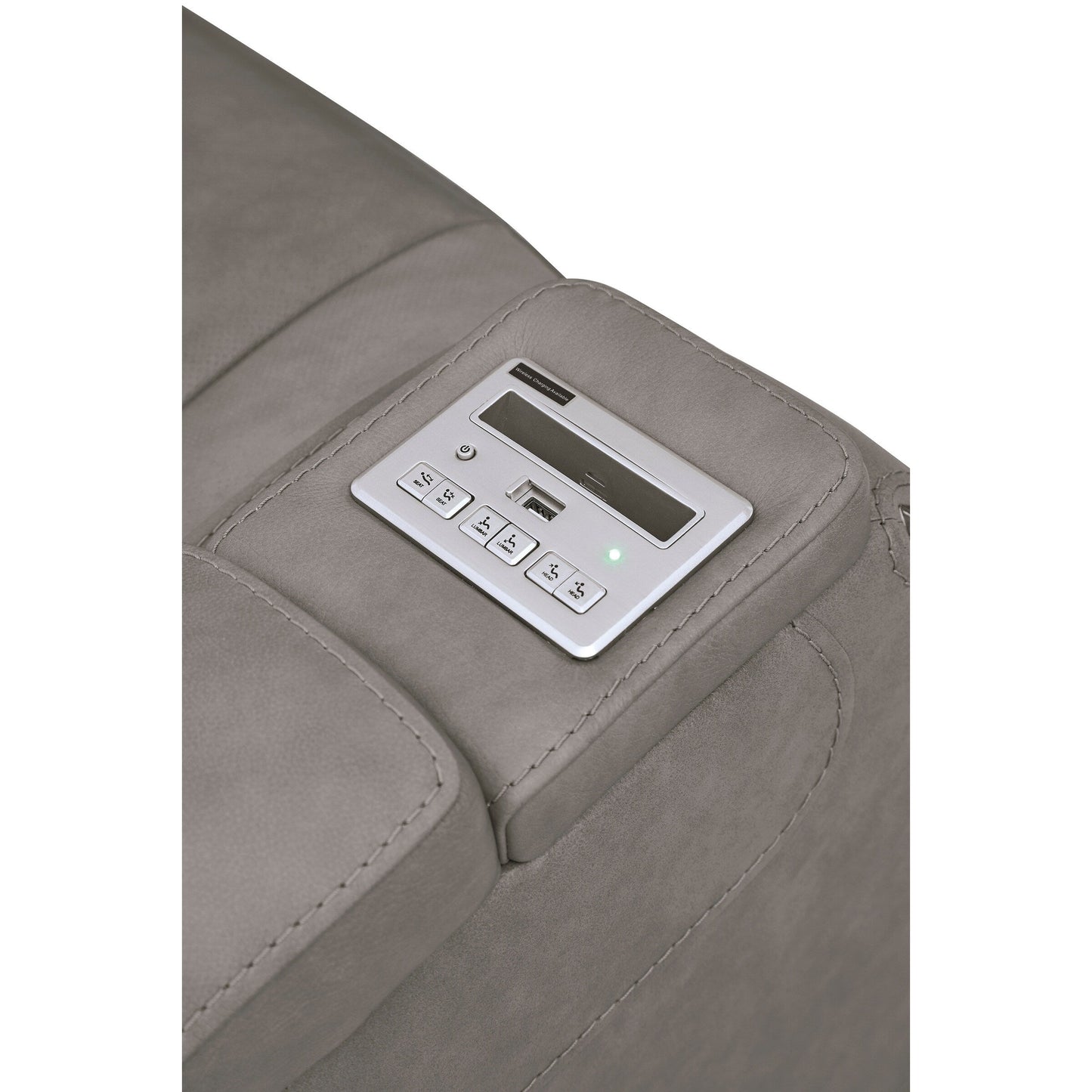 The Man-Den Contemporary Power Recliner with Adjustable Headrest, Dove Gray