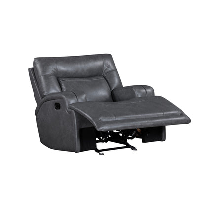 Tito Manual Glider Reclining Chair, Gray Polyester, Pillow Top Arms
