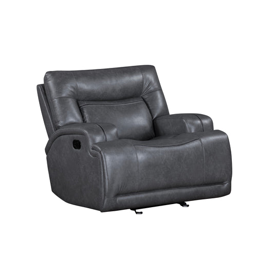 Tito Manual Glider Reclining Chair, Gray Polyester, Pillow Top Arms