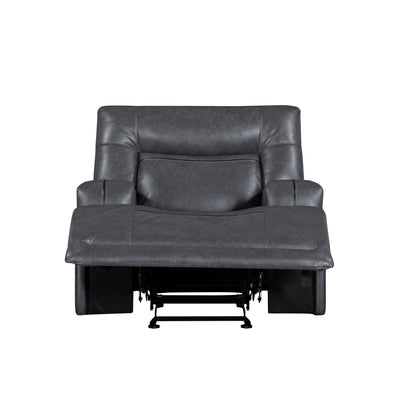 Tito Manual Glider Reclining Chair, Gray Polyester, Pillow Top Arms
