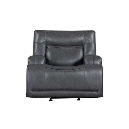 Tito Power Glider Reclining Chair, Gray Polyester, Pillow Top Armrests
