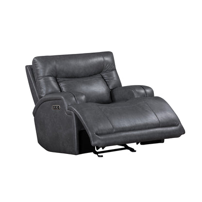 Tito Power Glider Reclining Chair, Gray Polyester, Pillow Top Armrests