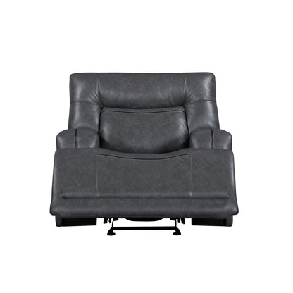 Tito Power Glider Reclining Chair, Gray Polyester, Pillow Top Armrests