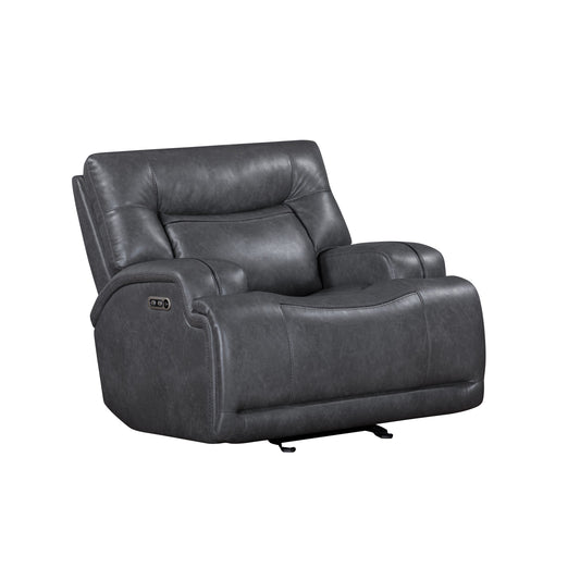 Tito Power Glider Reclining Chair, Gray Polyester, Pillow Top Armrests