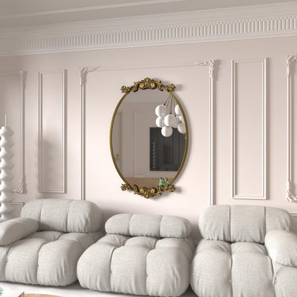 Oval Vintage Ornate Baroque Wall Mirror