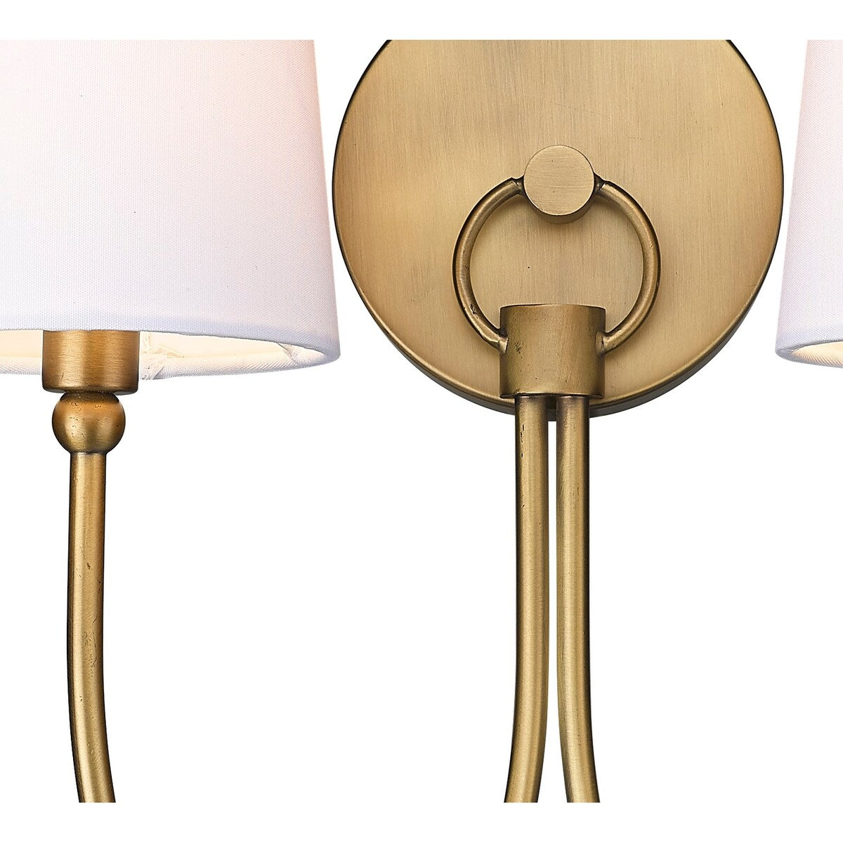 Traditional Rustic 2-Light Sconce in Aged Brass With Shade