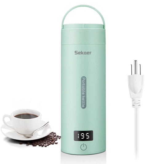 Travel Electric Tea Kettle Portable Small Mini Coffee Kettle, with 4 Variable Presets, Personal Water Boiler 304 Stainless Steel
