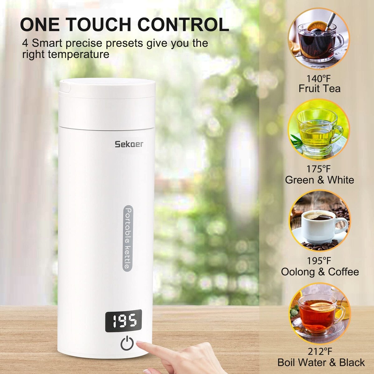 Travel Electric Tea Kettle Portable Small Mini Coffee Kettle, with 4 Variable Presets, Personal Water Boiler 304 Stainless Steel