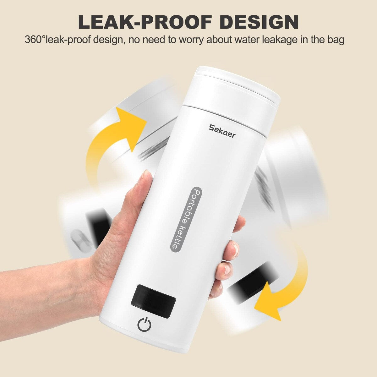Travel Electric Tea Kettle Portable Small Mini Coffee Kettle, with 4 Variable Presets, Personal Water Boiler 304 Stainless Steel